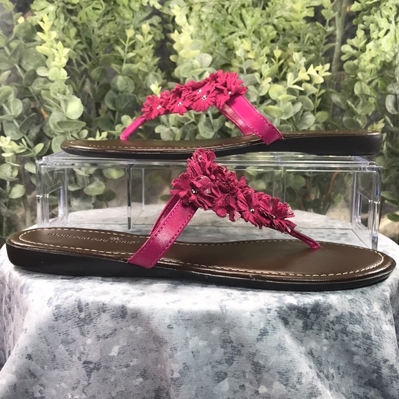 Montego Bay🌴Club Fuchsia Flower Thong Sandals Women’s 8 ☀️VGUC☀️ - Picture 3 of 9